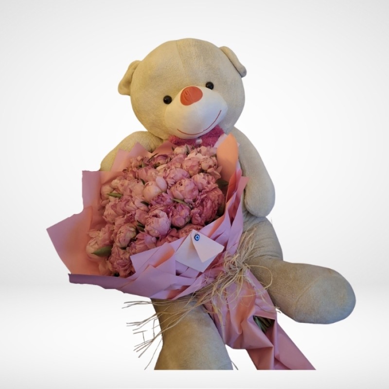 Pembe Şakayık Buketi & Dev Ayıcık